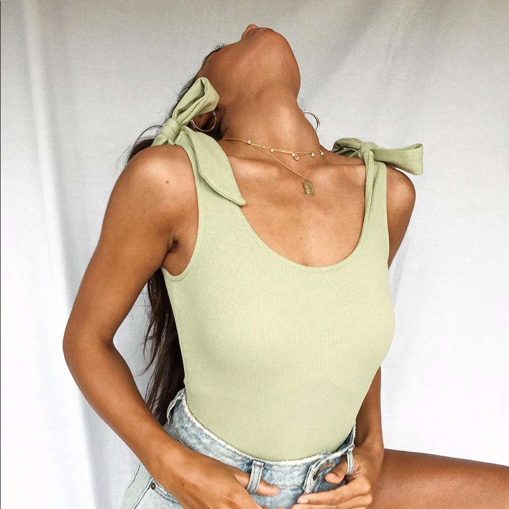 Green tie bodysuit
